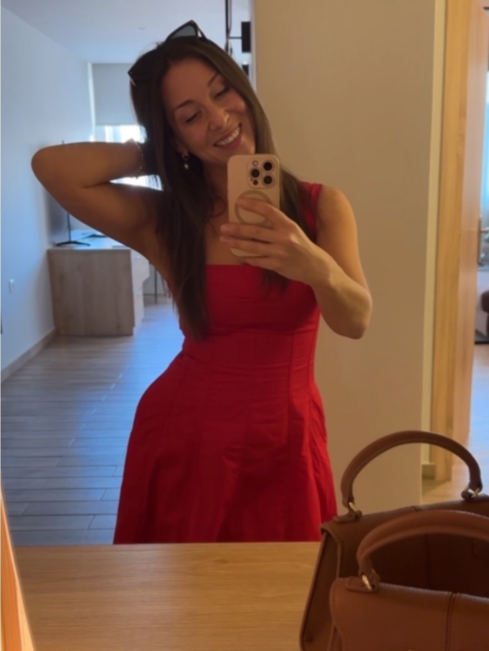 Commense Red Square-Neck Maxi Dress with pockets- brand new with tags never worn - Picture 7 of 7